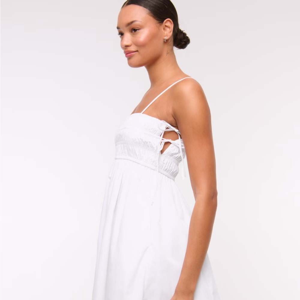 Smocked Babydoll Tie Mini Dress - Picture 4 of 6